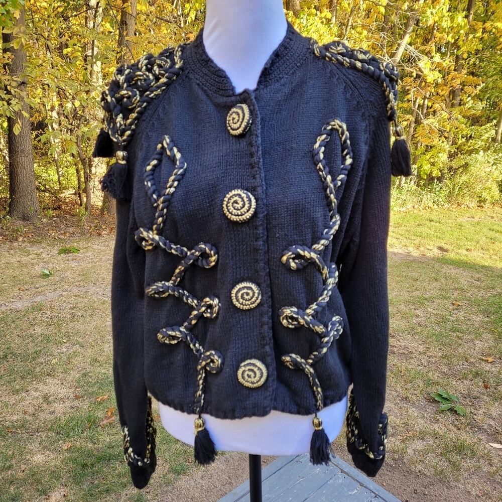 Vintage Gantos Embellished Cardigan Epaulets Costume size Small - Picture 10 of 13